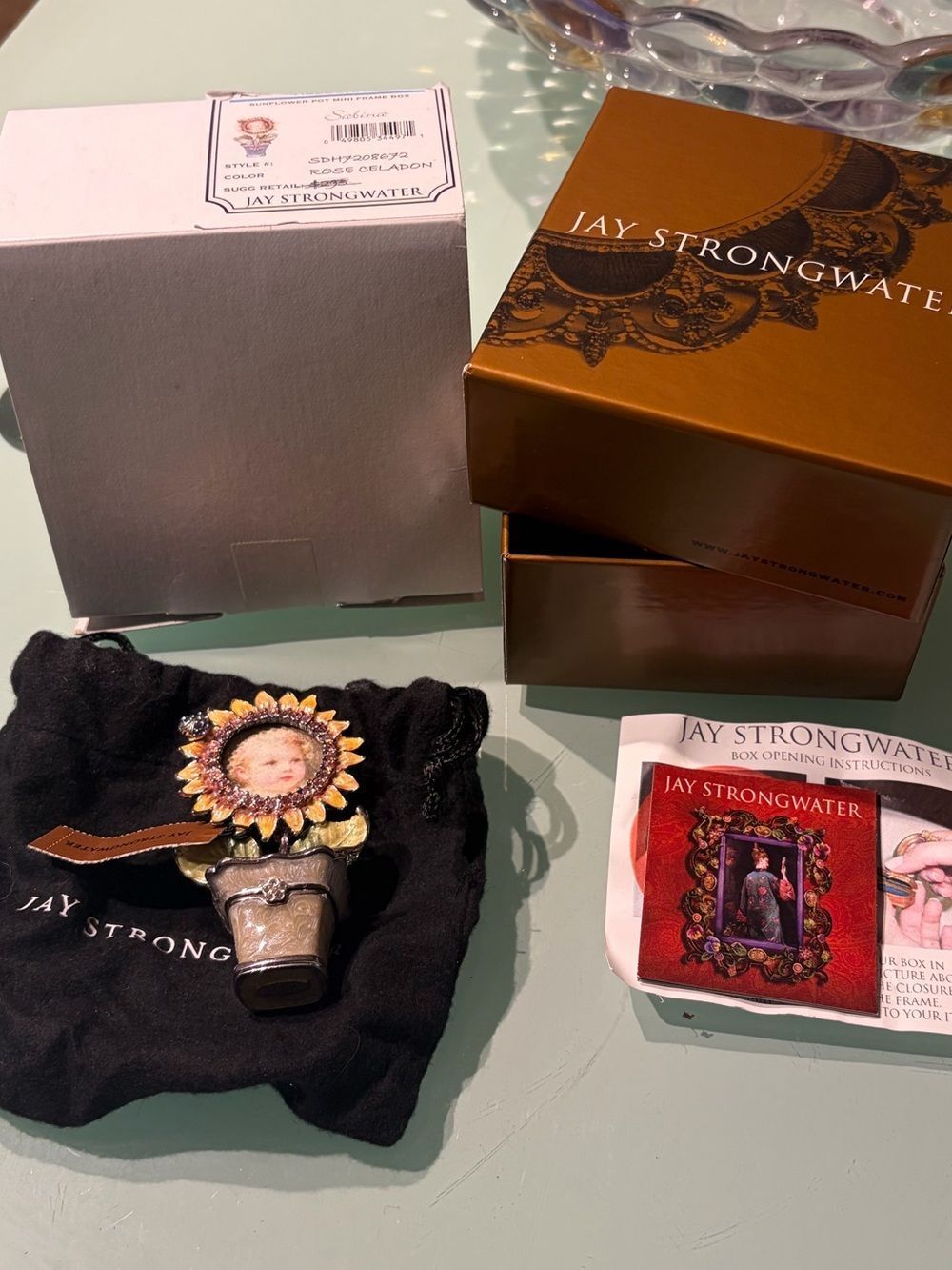 JAY STRONGWATER Vintage Allegra sunflower pot mini frame box NWT